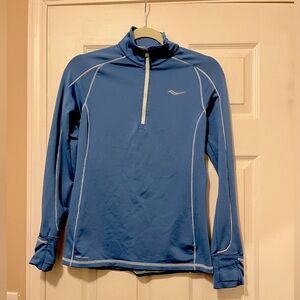 Saucony running 1/4 zip blue small